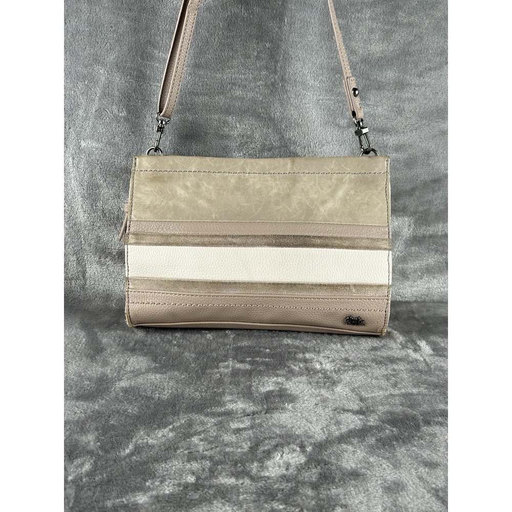 THE SAK Iris Purse Taupe Leather 3-Way Demi Clutch Adjustable Crossbody Bag